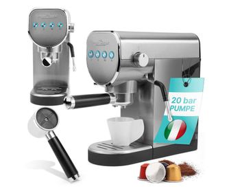 ProfiCook 2 az 1-ben eszpresszógép, PC-ES-KA 1265, kompatibilis őrölt kávé/Nespresso kapszulákkal, 20 bar, 1 literes víztartály,