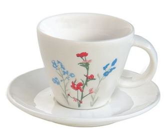 Set porțelan 2 cești și farfurii 120ml Mille Fleurs