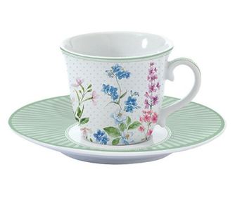 Set porțelan 2 cești și farfurii 80ml Floraison