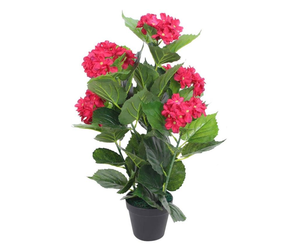 Umetna hortenzija s potjo 60 cm, rdeča