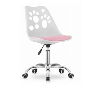 Irodai szék, forgatható és 5 gumikerékkel, eco-bőr párnával és PP ülőlappal, fém vázzal, 50 x 57 x 94 cm