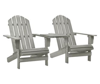 Vrtne stolice Adirondack i čajni stol, sivi, drvo smreke