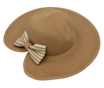 Barna női strandkalap szalaggal