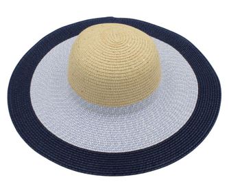 Természetes női strandkalap kék színnel