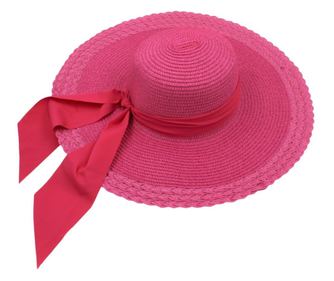 Rózsaszín női strandkalap masnival