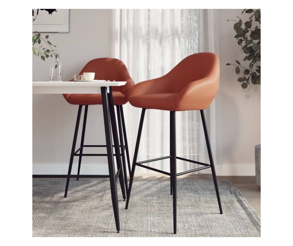 Bar stools, 2 pcs, light brown, faux leather