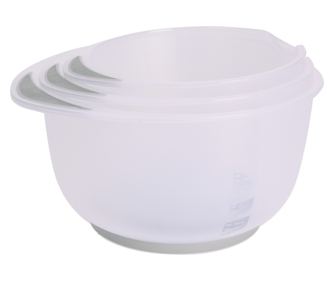 Комплект от 3 купи за смесване Excellent Houseware, пластмасови, 16/19/22x12 см, прозрачни/сиви