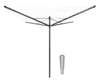 Brabantia Lift-O-Matic 1003464 Spațiu exterior, 50 m, înălțime reglabilă, țăruș metalic de îngropat, rezistent la coroziune, neg