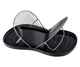 Στεγνωτήρας πιάτων Excellent Houseware, πολυπροπυλένιο/ανοξείδωτο ατσάλι, 46x36 εκ., μαύρο