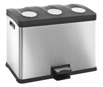 Кош за отпадъци Eko Rejoice, С педал, Капацитет 3x12 литра, Подходящо за разделно изхвърляне на отпадъци, 3 подвижни отделения,