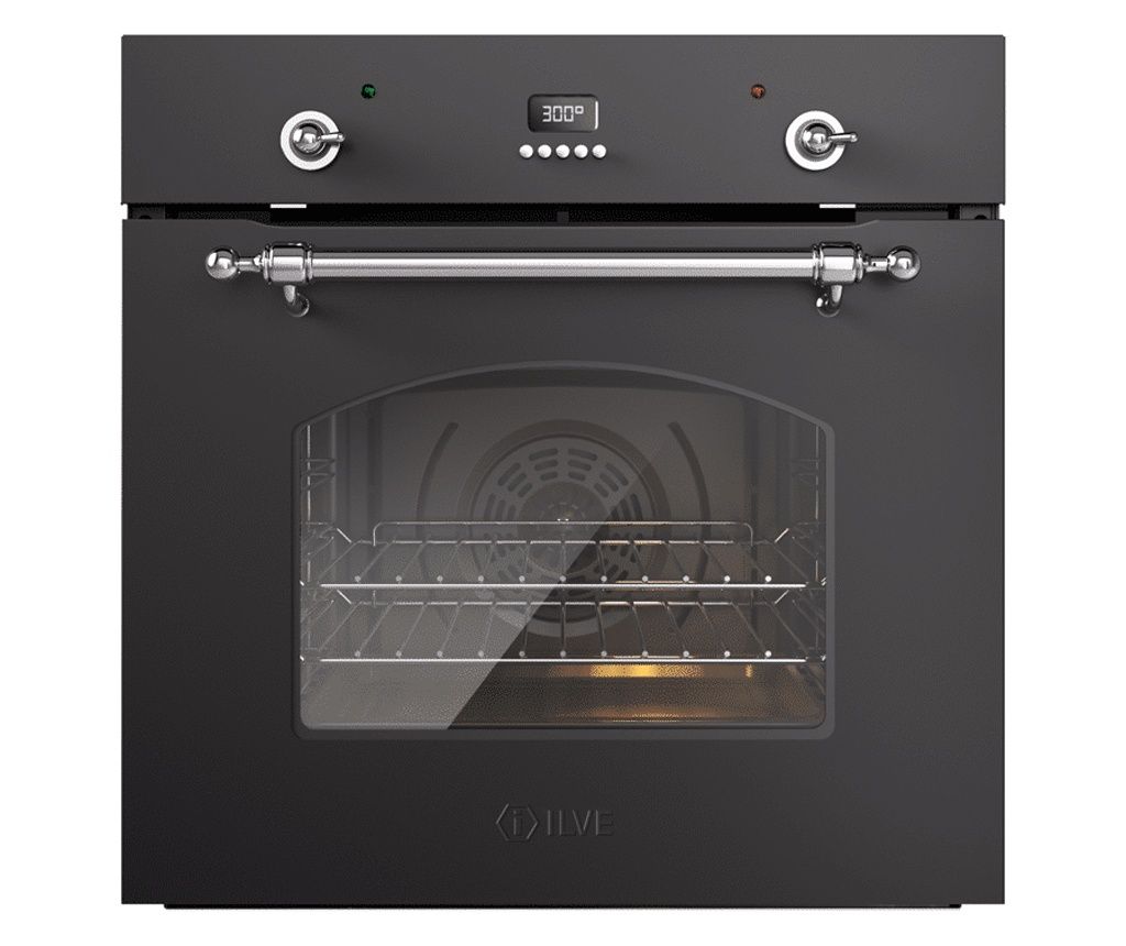 Built-in Electric Convection Oven, 65 Liters, ILVE, Nostalgie, OV60SNE3/MGC, Black/Silver