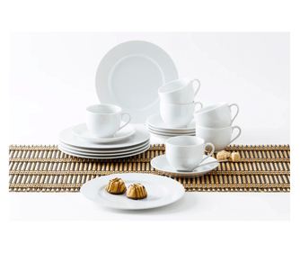 KAHLA 30 részes étkészlet, Aronda, 6 személyes, porcelán anyagú, prémium, elegáns, klasszikus design, tartós, mosogatógépben mos