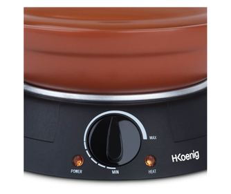 Електрическа тенджера H.Koenig Tajine, TAJ3, капацитет 3 л, теракот, 300 W, регулируема температура, бавна готварска печка, перф