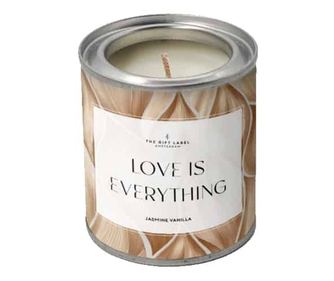 Illatos gyertya The Gift Label, Love Is Everything, jázmin és vanília jegyek, égési idő 24 óra, szója, fém tartály, 90 g