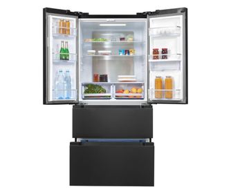 Side by side hűtőszekrény vízadagolóval, Exquisit, francia ajtó, 506 liter, antracit