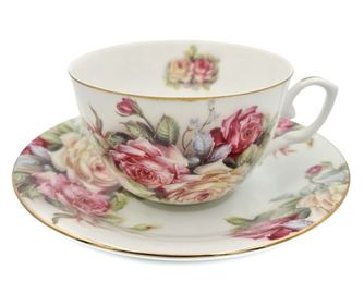 Serviciu din Portelan fin, 2 Cesti si Farfurii, Trandafiri