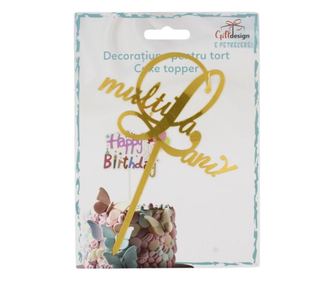 Torta Topper zlatna poruka Sretan Rođendan!
