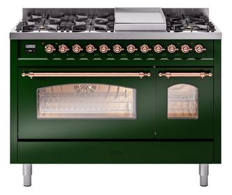 Aragaz, ILVE, Nostalgie, 120 cm, 6 arzatoare, Fry Top, 2 cuptoare electrice, emerald green/copper
