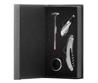 Sada doplňků na víno Koopman, nerezová ocel, stříbrná/černá