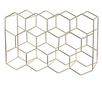 Suport 11 sticle vin Excellent Houseware, metal, 44x15x29 cm, auriu