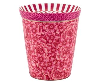 Porculanska šalica, s multifunkcionalnim poklopcem, Pip Studio, 230 ml, tamno roza, kolekcija Royal Stripes