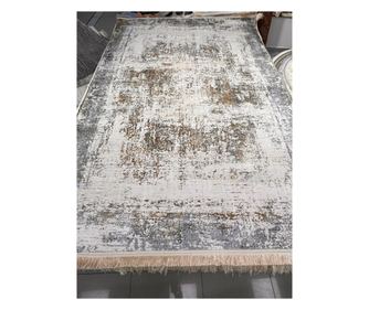 Béžový modrý koberec s vintage designem 50x125 cm hedvábí a bavlna do obývacího pokoje