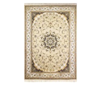 Béžový koberec s klasickým designem 80x150 cm hedvábí a bavlna