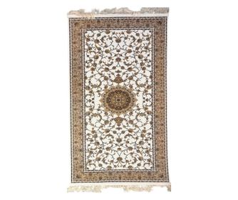 Kremasti tepih s klasičnim dizajnom 150x225 cm svila i pamuk