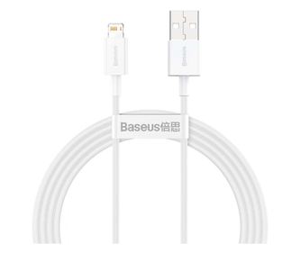 Καλώδιο Φόρτισης και Μεταφοράς Δεδομένων Baseus Superior, USB σε Lightning, 1.5 m, 2.4 A, 20W, 480Mbps, Λευκό