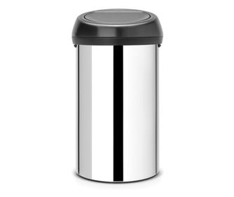 BrabantiaTouch Bin 647253, 60 l, Sima és csendes nyitás, Rozsdamentes acél/fekete