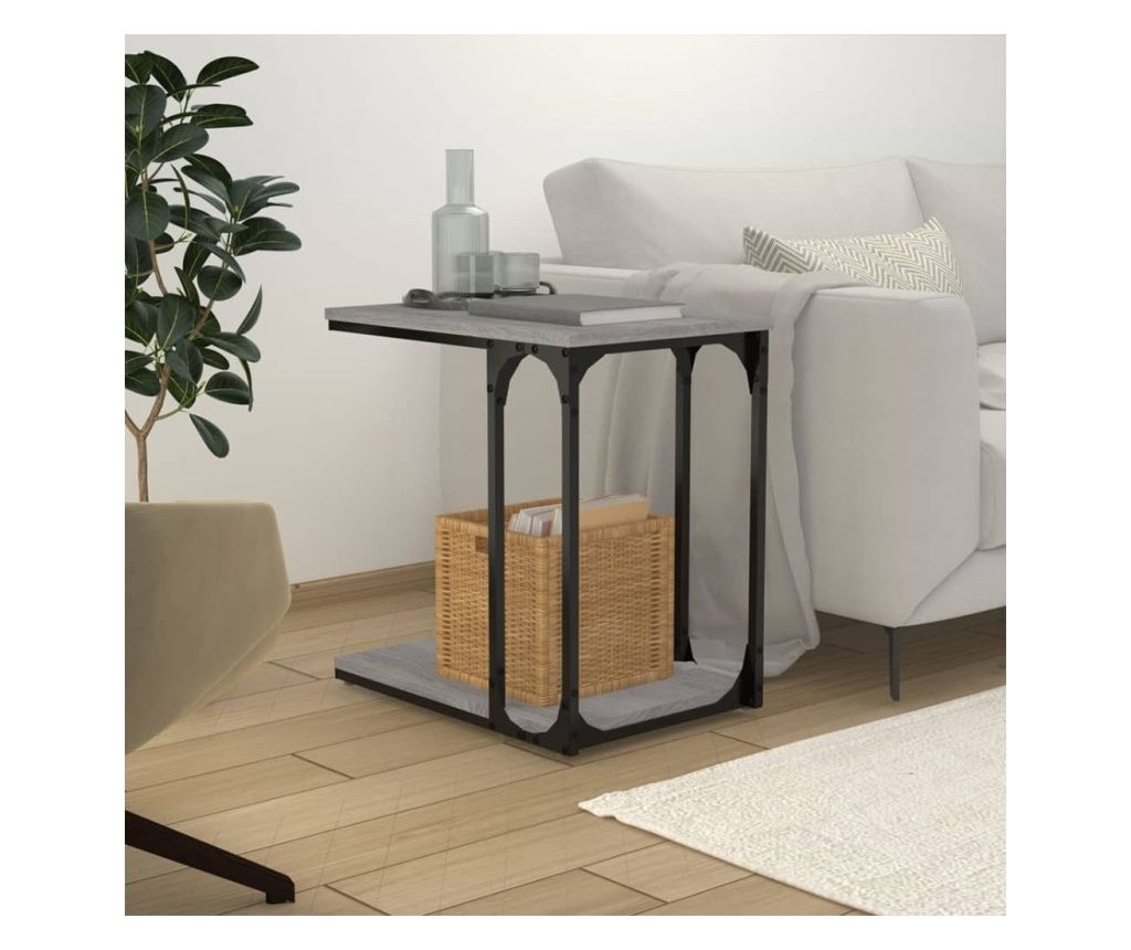 Oldals asztal, szrke sonoma, 50x35x52 cm, kompozit fa