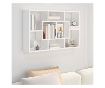 Zidna polica, bijela, 85x16x52,5 cm, kompozitno drvo