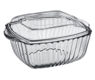 Hőálló négyzet alakú edény fedéllel, méretek 232x190mm, átlátszó ABYZ®™