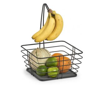 Cos pentru fructe, Zeller, metal, negru, 26 x 26 x 36 cm