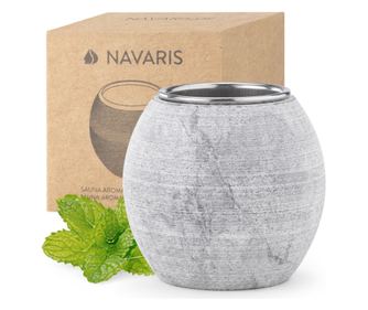 Bol aromaterapie sauna Navaris, din piatra steatit, 5x5x5 cm, gri, 61164.01