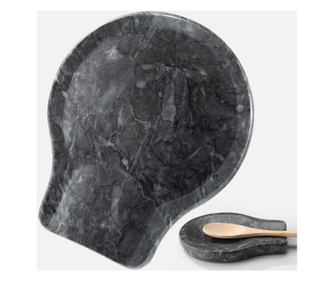 Mramorové podložky na lžíce Navaris, sada 2 kusů, protiskluzové, černé, 61947.02