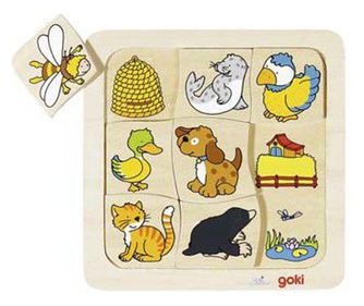 Goki Drewniane puzzle Gdzie mieszkają zwierzątka? (GOKI-56881)