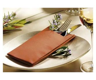 Szalvéták POCKET-el evőeszközökhöz - Linclass Bronze / 40 x 40 cm / 75 db