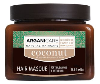 Masca ultra-hranitoare cu ulei de cocos pentru par subtire, deteriorat si casant, Arganicare, 500 ml