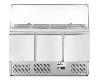 Profesionalni hladilni pult s 3 vrati, nerjaveče jeklo, ARKTIC by Hendi, temperaturno območje -2/+8°C, 310 W, 1365x700x(V)1300 m