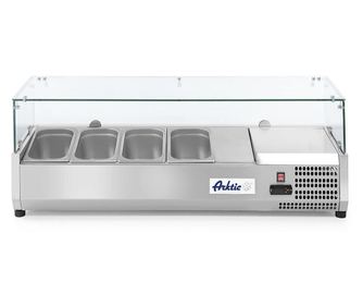 Hendi vitrina za prikazovanje, temp. območje -2/8°C, 180W, ohišje iz nerjavečega jekla, ARKTIC by Hendi, 1205x395x(V)430, 4 poso