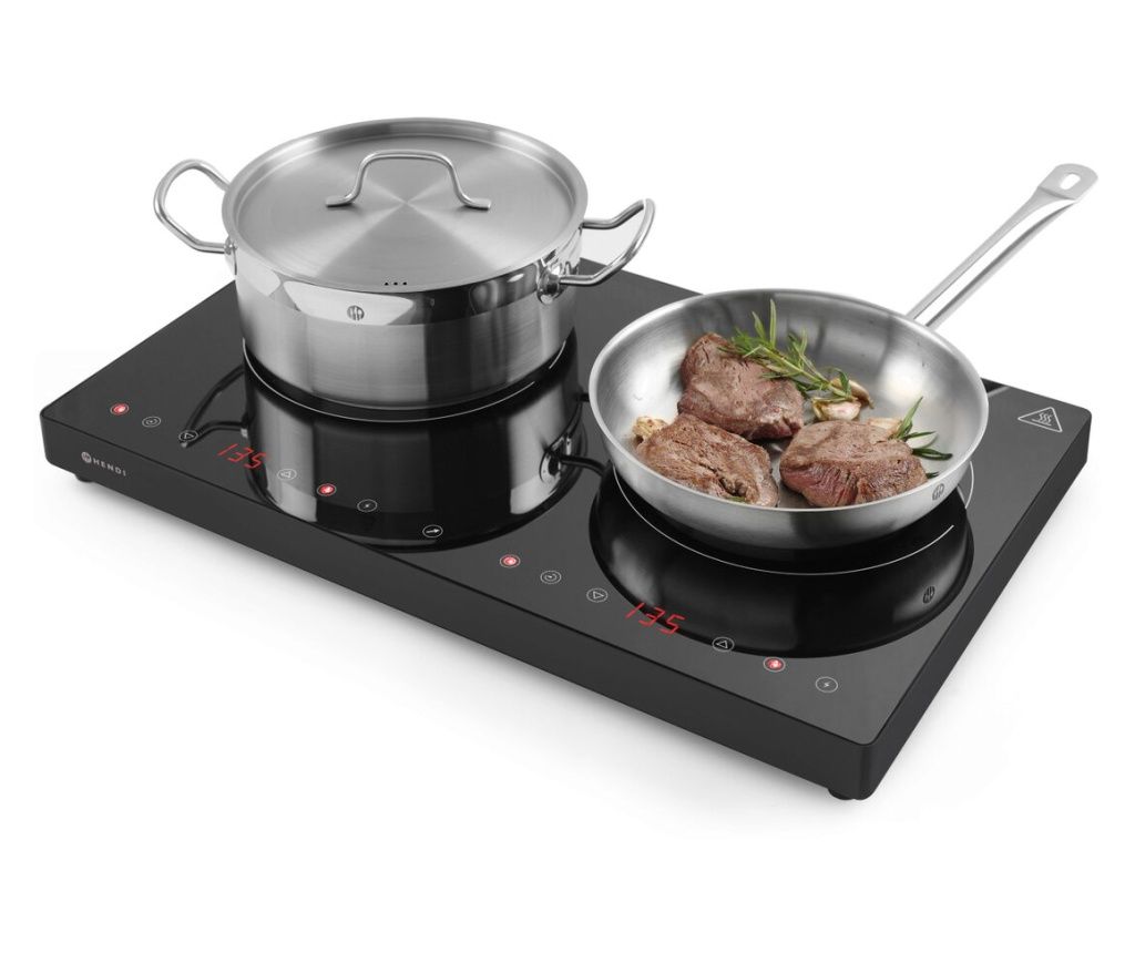 Čierna dvojitá indukčná varná doska Black Line, 3500W, 608x370x(V)61mm