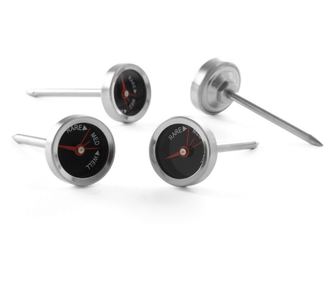 Set od 4 termometra za meso, Hendi, promjer 25 mm, sonda od nehrđajućeg čelika 5 cm, indikator razine pečenosti