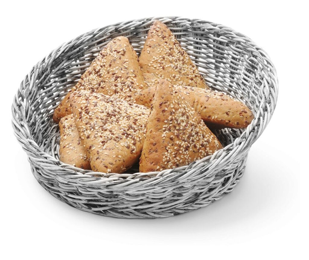 Košara za serviranje kruha, Hendi, siva, polipropilen, dizajn pletenja ratana, ø370x(v)120 mm