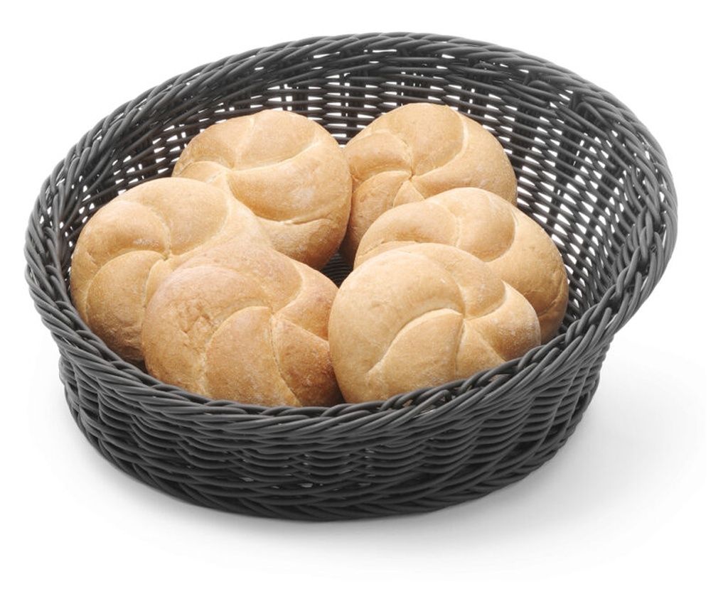 Hendi košara za serviranje kruha, črna, polipropilen, dizajn pletenja ratana, ø370x(v)120 mm