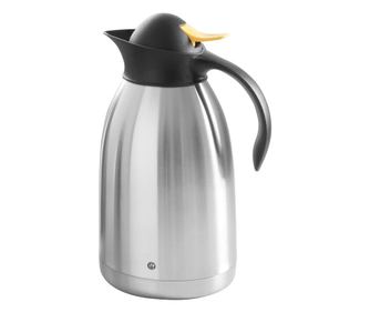 Cana termos 2 lt, pereti dubli din inox, Hendi, cu sistem apasare galben, 14.5 x 26 cm