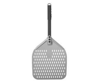 Perforált, szögletes pizzalapát rövid, fekete nyéllel, 355x710 mm