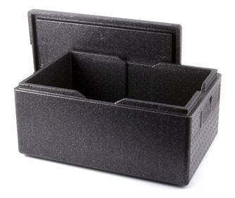 Izolirana transportna kutija s poklopcem, 53 l, idealna za transport, polipropilenska pjena, unutarnje dimenzije 625x425x(V)200m