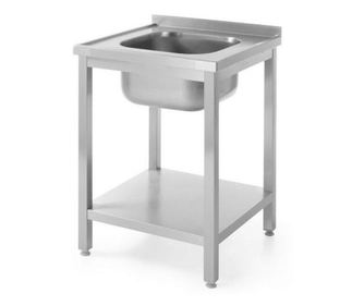 Stół ze zlewem z półką, stal nierdzewna AISI 304, 600x600x (H) 850 mm Revolution by Hendi