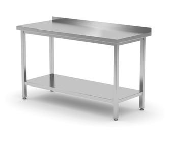 Hendi profesionalna delovna miza, nerjaveče jeklo AISI 430, stenska montaža, s polico, 1800x600x(v)850 mm
